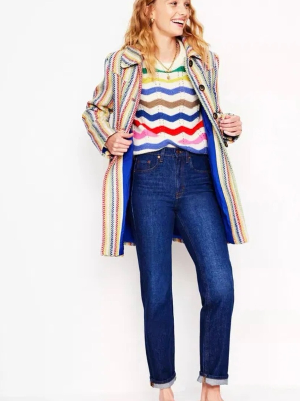 BODEN Alice Fluffy Wavy Stripe Raglan Sleeve Sweater - Picture 3 of 5
